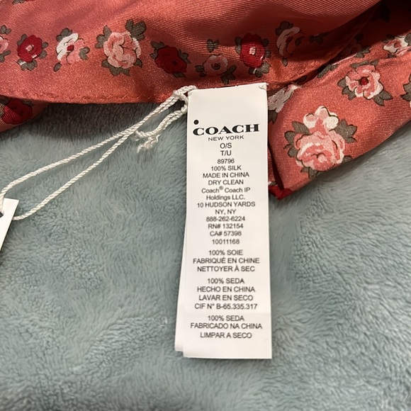 100% silk Coach floral scarf - Picture 6 of 6